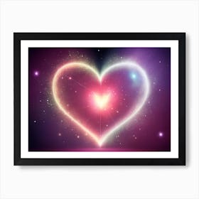 A Colorful Glowing Heart On A Dark Background Horizontal Composition 49 Art Print