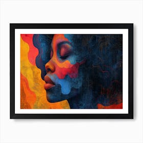 Colorful Chronicles: Abstract Narratives of History and Resilience. Portrait Of A Woman 1 Art Print