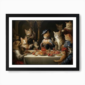 Rembrandt Inspired Cats Banqueting Art Print