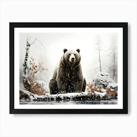 Serene Strength Bear In Nature Art Print