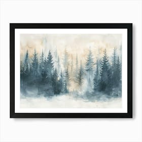 Watercolor Of Pine Trees Art Print