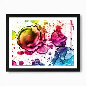 Watercolor Abstraction Colored Eclipse Of The Sun Art Print