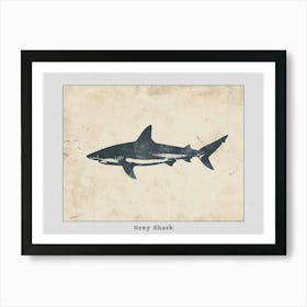 Grey Shark Silhouette 8 Poster Art Print