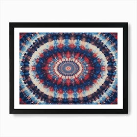 Abstract Circular Pattern With Red, White, And Blue Tie Dye Design Art Print