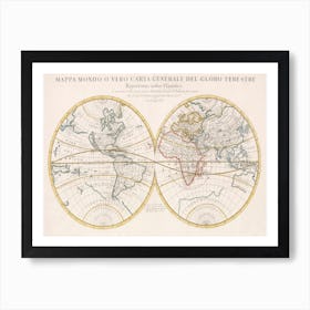 Mapa Mondo O Vero Carta Generale Del Globo Terrestre (1674) Art Print