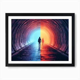 Two People Walking Through A Tunnel Art Print