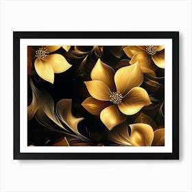 Golden Flowers 6 Art Print