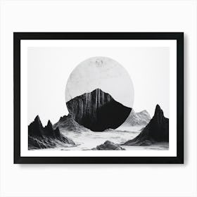 Black And White Mountain Landscape Art Print