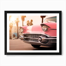 California Dreaming - Venice Pink Retro Car Art Print