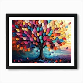 Colorful Tree With Multicolor Leaves 8 Art Print