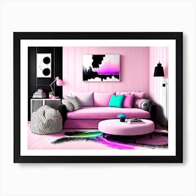 Pink Living Room Art Print