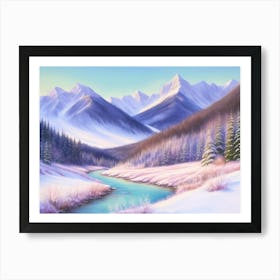 Snow-Kissed Peaks: A Winter Scene 4 Art Print