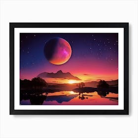 Moon And Stars Art Print