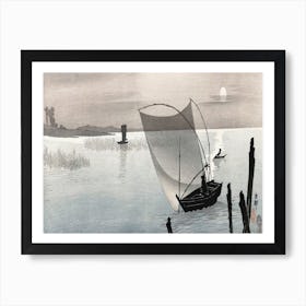 Fishing Boats At Full Moon (1900–1910), Ohara Koson Art Print