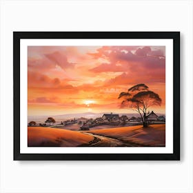 Sunset In The Country paintings art print Art Print