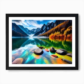 Colorful Mountain Lake Art Print