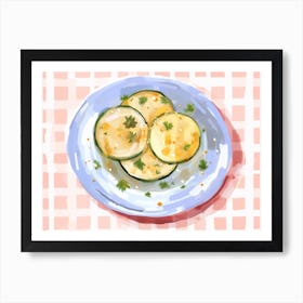 A Plate Of Zucchini, Top View Food Illustration, Landscape 1 Art Print