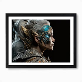 Viking woman, portrait of a warrior. 3 Art Print