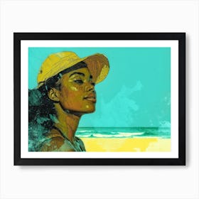 Illustration of an African American woman at the beach 37 Art Print