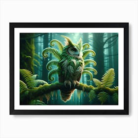 Fern-Owl Fantasy Art Print