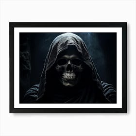 Grim Reaper Skull Pitch Black Hollow Eye Sockets Swallowing The Light A Faint Glow Emanating From (2) Art Print