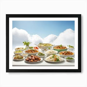 Assorted Indian And Asian Healthy Dishes Including A Fresh Salad Chicken Masala Vegetable Rice An (1) Art Print