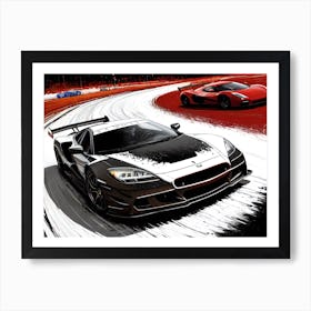 Two Racing Cars On A Track Art Print