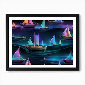 Colorful Sailboats Art Print