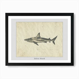 Zebra Shark Silhouette 4 Poster Art Print