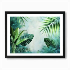 3D Tropical Leaves Affiche