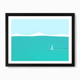 Sail Boat And Ocean Art Print