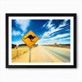 Kangaroo Caution Sign Australia Art Print