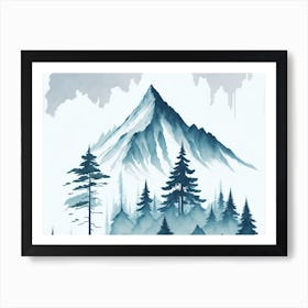 Mountain And Forest In Minimalist Watercolor Horizontal Composition 324 Art Print