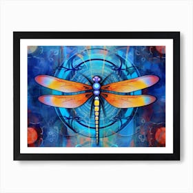 Dragonfly Blue Eyed Darner Aeshna Illustration Minimal 1 Art Print