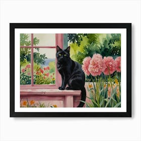 Cat In The Window Art Print