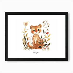 Little Floral Cougar 2 Poster Art Print