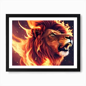 Fire Lion Art Print