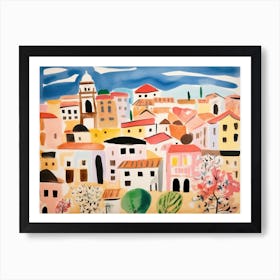 Piacenza Italy Cute Watercolour Illustration 4 Art Print