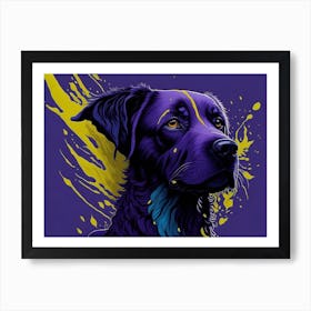 Cute Neon Dog Watercolor (1) Art Print