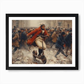 Napoleon's Electric Ride: A Contemporary Collision of Power and Nonchalance Art Print