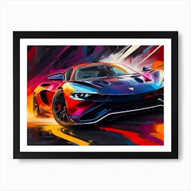 Super Car Front Close Up - Abstract Color Painting Art Print