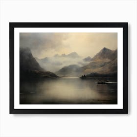 Rustic Mountain Lake Vintage Art Print