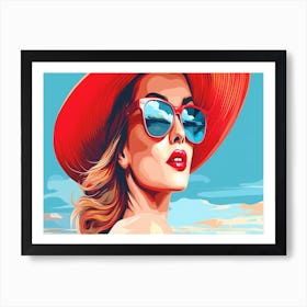 Woman In Red Hat Art Print