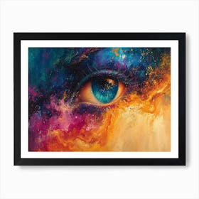 Digital Fusion: Human and Virtual Realms - A Neo-Surrealist Collection. Eye Of The Universe 1 Art Print