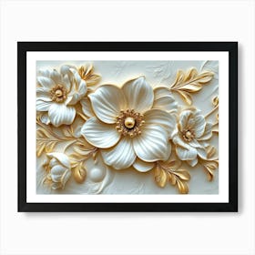 Print 3d Ceramic Tiles with A Beautiful Italian Style Golden Flower Design Art Print