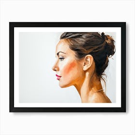 Side Profile Of Beautiful Woman Oil Painting 17 Art Print