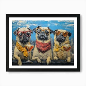 Elegant Pugs 4 Art Print