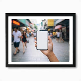 White Adult Young Communication Mobile Phone Screen Woman Blank Blurred Lifestyle Happy P (1) 2 Art Print