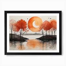 Moonlight Over The River 9 Art Print