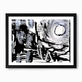 Abstract Night Painting, Black And White Art Print